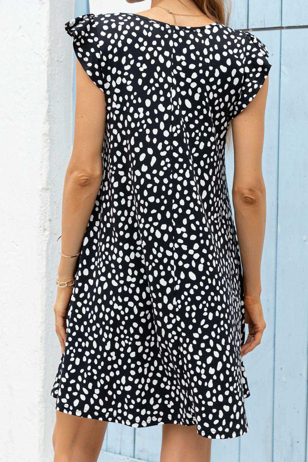 Butterfly Sleeve Round Neck Dress - Trendsi - Flyclothing LLC