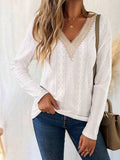 Eyelet V-Neck Dropped Shoulder T-Shirt - Trendsi - Flyclothing LLC