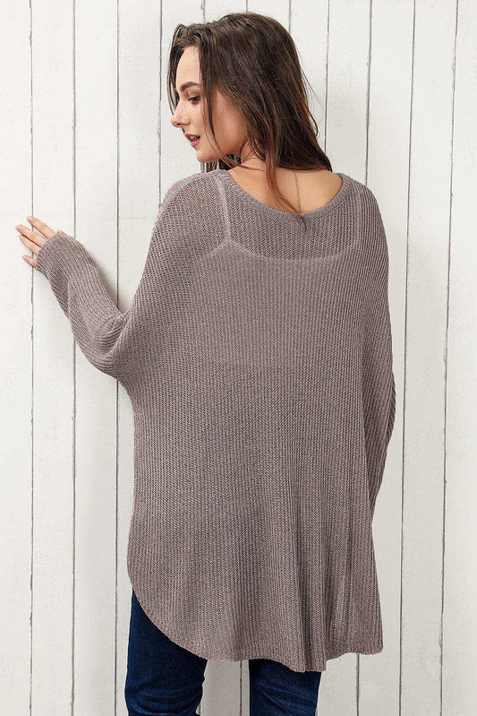 Round Neck High-Low Sweater - Trendsi - Flyclothing LLC