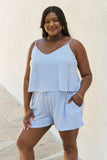 Culture Code Let It Happen Full Size Double Flare Striped Romper in Cobalt Blue - Trendsi - Flyclothing LLC