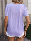 Ruched Square Neck Short Sleeve Blouse - Trendsi - Flyclothing LLC