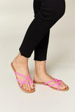 WILD DIVA Crisscross PU Leather Open Toe Sandals - Trendsi