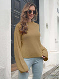 Round Neck Dropped Shoulder Sweater - Trendsi - Flyclothing LLC