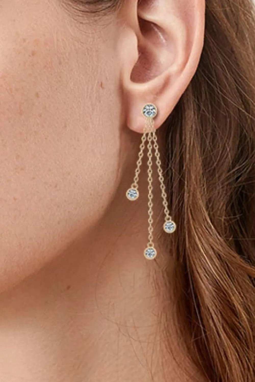 1.2 Carat Moissanite Layered Chain Earrings - Trendsi - Flyclothing LLC