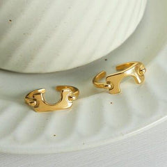 18K Gold-Plated Irregular Open Ring - Trendsi