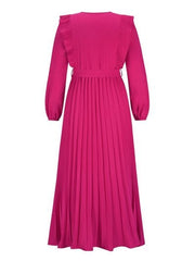 Pleated Surplice Tie Waist Maxi Dress - Trendsi