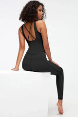 Crisscross Wide Strap Active Jumpsuit - Trendsi - Flyclothing LLC