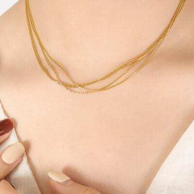 18K Gold-Plated Multi-Layer Clavicle Chain Necklace - Trendsi - Flyclothing LLC
