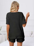 Notched Short Sleeve and Shorts Lounge Set - Trendsi - Flyclothing LLC