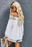 Lace Trim Textured Off-Shoulder Blouse - Trendsi - Flyclothing LLC