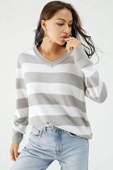 Leopard V-Neck Long Sleeve Sweater - Trendsi - Flyclothing LLC