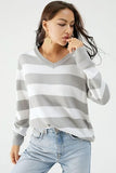 Leopard V-Neck Long Sleeve Sweater - Trendsi