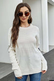 Round Neck Dropped Shoulder Sweater - Trendsi - Flyclothing LLC