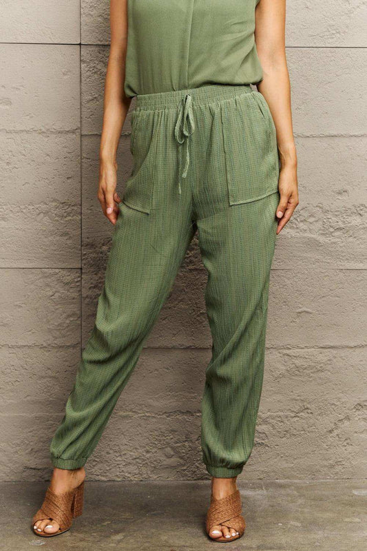 Tie Waist Long Pants with Pocket - Trendsi - Flyclothing LLC