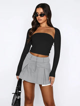 Cutout Raglan Sleeve Bolero and Tube Top - Trendsi - Flyclothing LLC