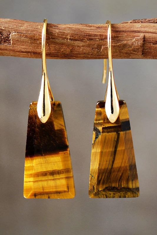 Handmade Geometrical Shape Natural Stone Dangle Earrings - Trendsi