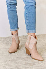 East Lion Corp Rhinestone Ankle Cowgirl Booties - Trendsi - Flyclothing LLC