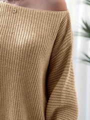 Rib-Knit Mini Sweater Dress - Trendsi