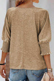 Round Neck Three-Quarter Sleeve Top - Trendsi - Flyclothing LLC