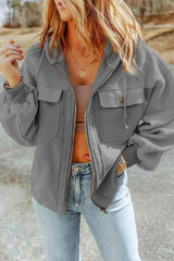 Zip-Up Drawstring Hooded Jacket - Trendsi - Flyclothing LLC