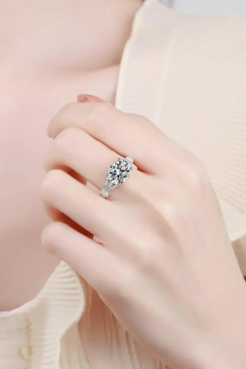 Unpredictable Day 3 Carat Moissanite Ring - Trendsi - Flyclothing LLC