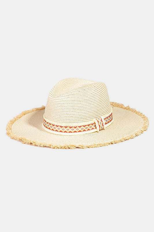 Fame Geometric Raw Hem Hat - Trendsi