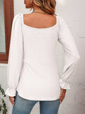 Tie Front V-Neck Puff Sleeve Blouse - Trendsi - Flyclothing LLC