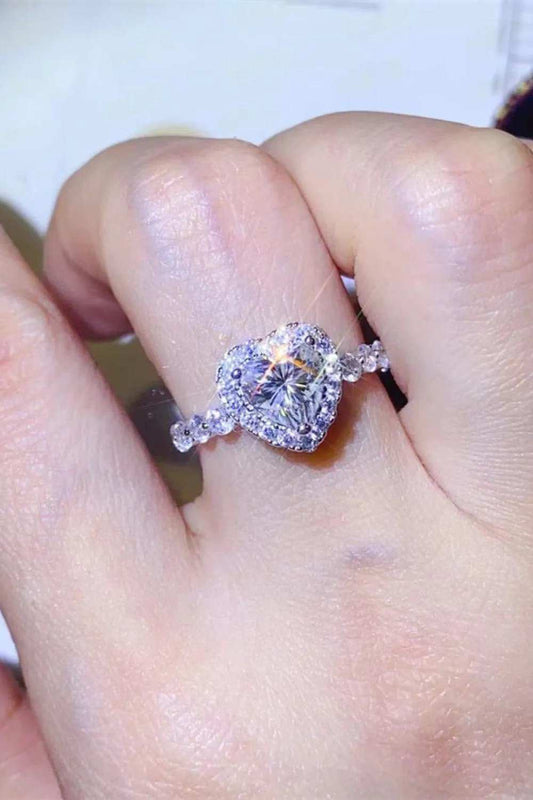 1 Carat Moissanite Heart Ring - Trendsi - Flyclothing LLC
