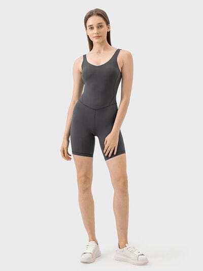 Wide Strap Active Romper - Trendsi - Flyclothing LLC