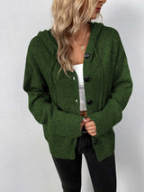 Button-Down Long Sleeve Hooded Sweater - Trendsi - Flyclothing LLC