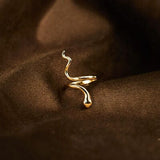 Snake Shape 18K Gold-Plated Bypass Ring - Trendsi