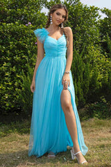 Asymmetrical Ruched Slit Dress - Trendsi - Flyclothing LLC