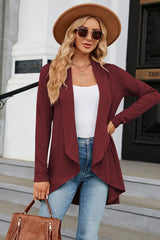 Open Front Long Sleeve Cardigan - Trendsi
