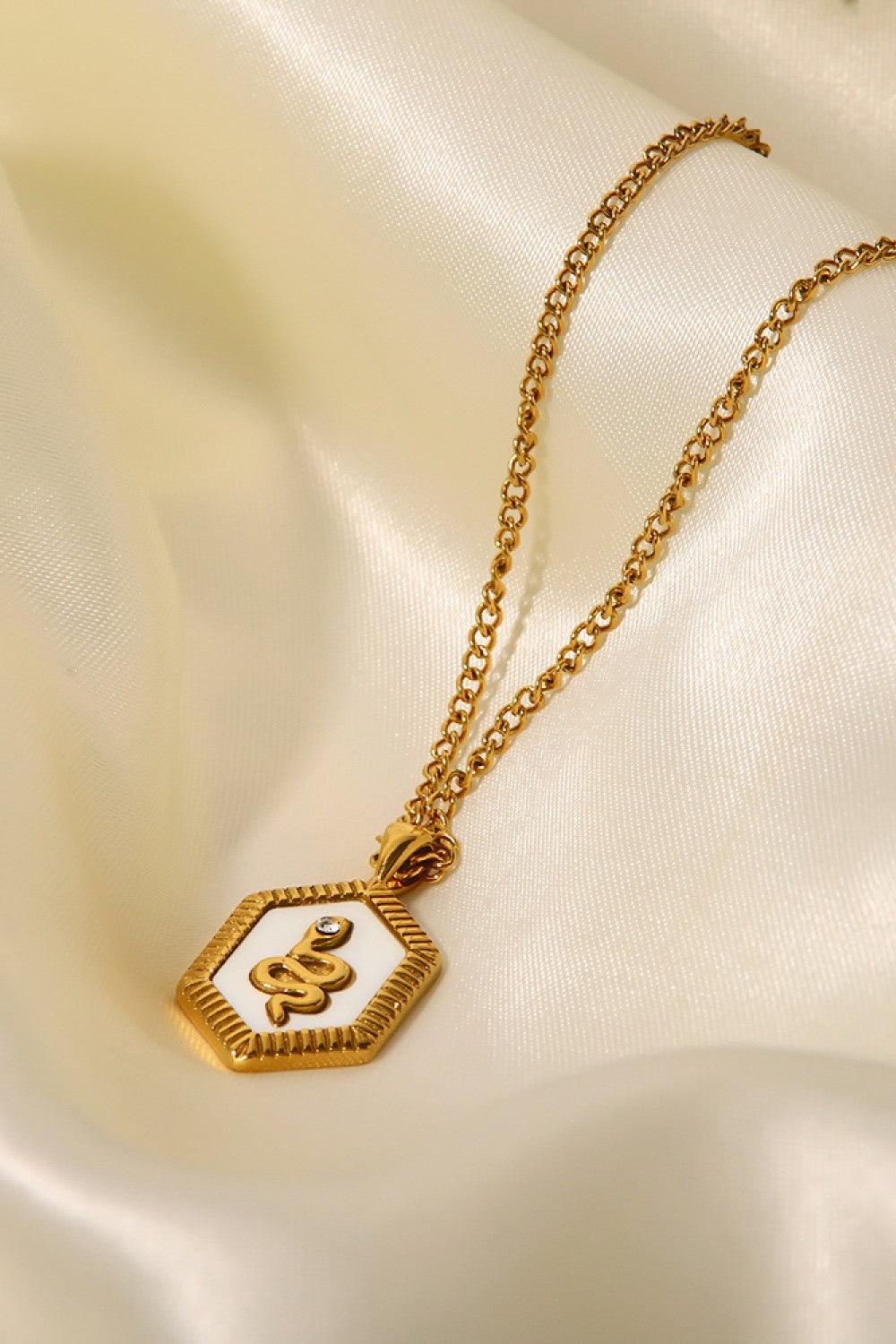 18K Gold Plated Snake Geometric Pendant Necklace - Flyclothing LLC
