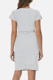 Tie Front Round Neck Short Sleeve Dress - Trendsi - Flyclothing LLC