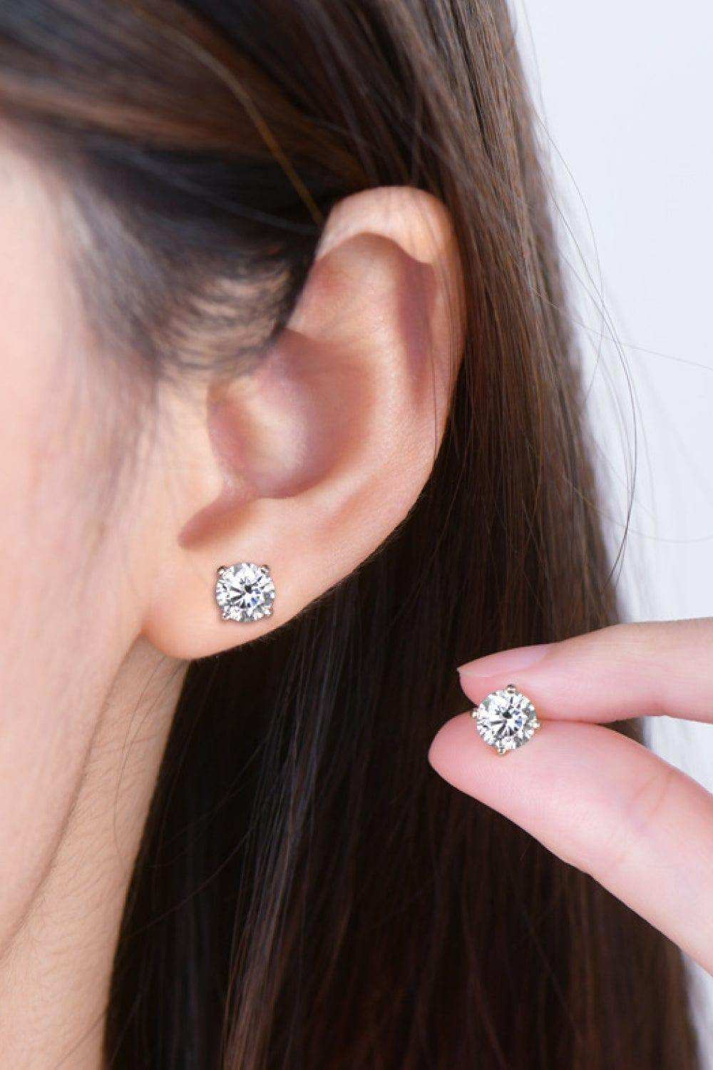 2 Carat Moissanite 925 Sterling Silver Stud Earrings - Trendsi - Flyclothing LLC