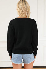 Round Neck Long Sleeve Sweater - Trendsi - Flyclothing LLC