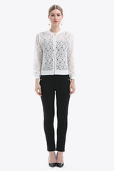 Openwork Zip Up Jacket - Trendsi - Flyclothing LLC