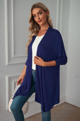 Open Front Long Sleeve Cardigan - Trendsi