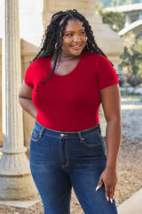 Basic Bae Full Size Round Neck Short Sleeve Bodysuit - Trendsi - Flyclothing LLC
