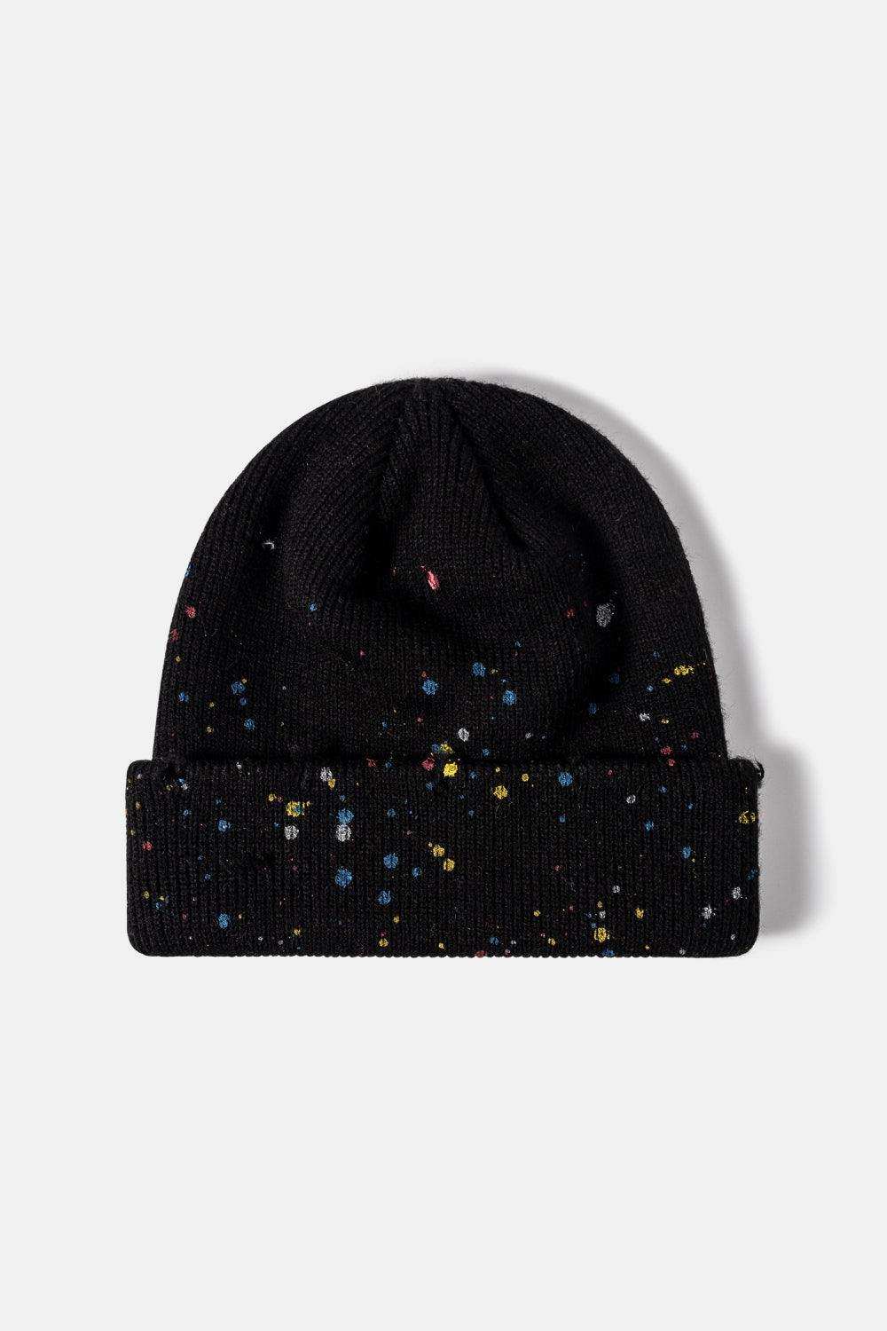 Confetti Rib-Knit Cuff Beanie - Trendsi - Flyclothing LLC