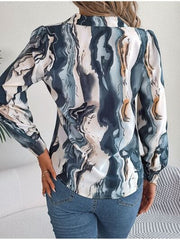 Printed Button Up Long Sleeve Shirt - Trendsi