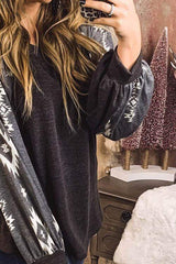 Geometric Round Neck Long Sleeve T-Shirt - Trendsi - Flyclothing LLC