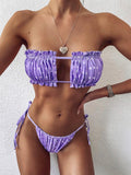 Frill Trim Ruched Bikini Set - Trendsi