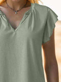 Ruffled Notched Cap Sleeve Tank - Trendsi - Flyclothing LLC