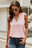 Eyelash Lace V-Neck Tank Top - Trendsi - Flyclothing LLC