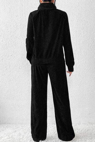 Ribbed Long Sleeve Top and Pants Set - Trendsi - Flyclothing LLC