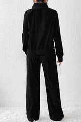Ribbed Long Sleeve Top and Pants Set - Trendsi - Flyclothing LLC