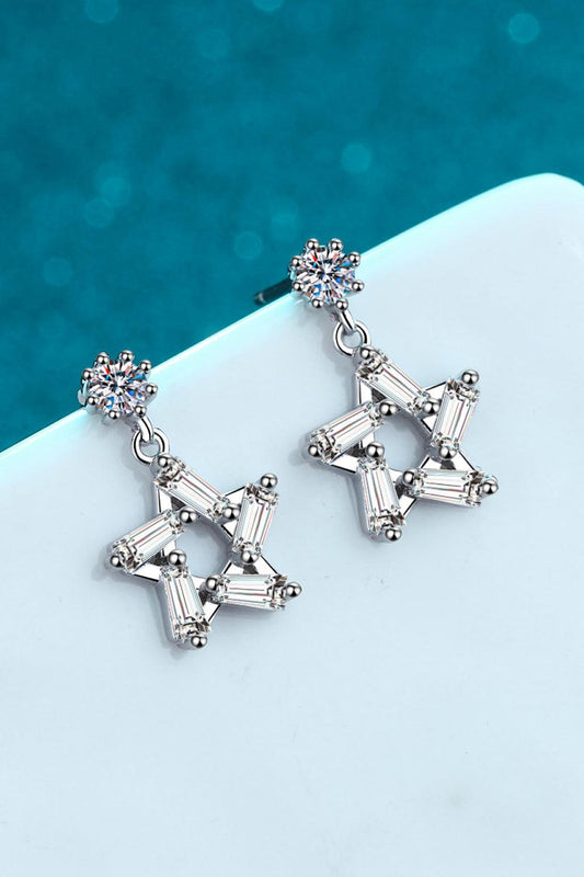 925 Sterling Silver Inlaid Moissanite Star Earrings - Flyclothing LLC