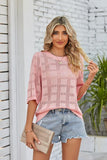 Ribbed Trim Round Neck Knit Top - Trendsi